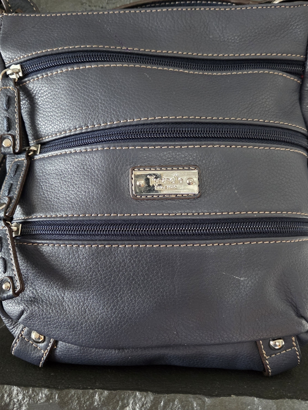 Tignanello Navy Leather Crossbody Bag